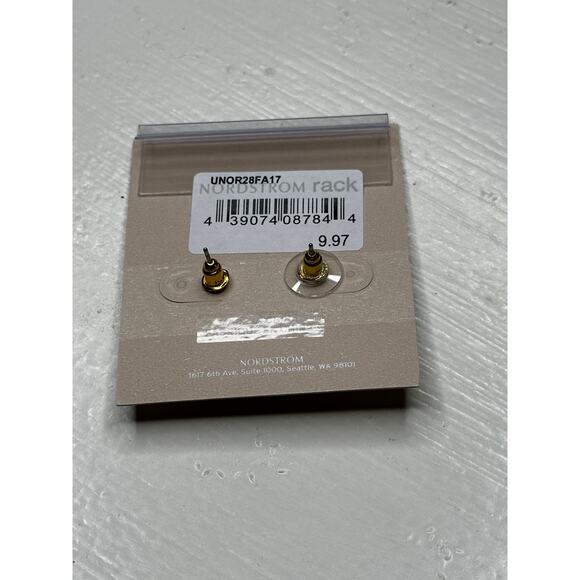 14th & Union Pink Faceted Stud Earrings Nickel Free Gold Trim - Picture 5 of 5